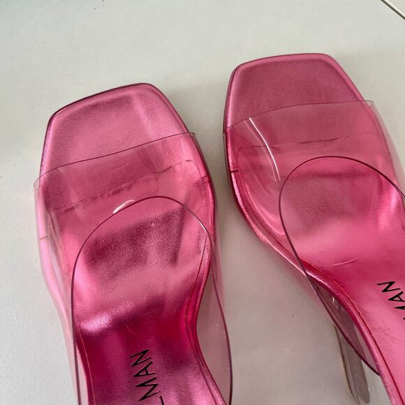 Stuart Weitzman Pink Tia 100 Lucite Wedges - Picture 6 of 9